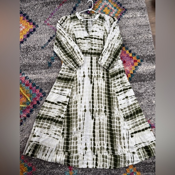 Soft Surroundings ‘Alejandra’ green tie dye 3/4 sleeve maxi dress Like New 1X - Picture 8 of 12